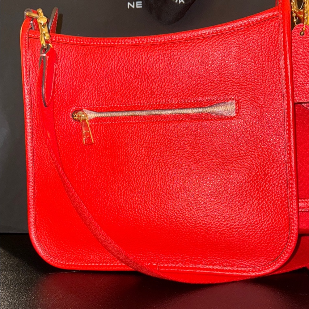 Coach Red Pebbled Leather Dempsey File Bag - Picture 3 of 5